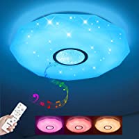 Los mejores  - Lámpara LED de Techo Regulable con Altavoz Bluetooth- Mando a Distancia - 24W RGB Cambio de Color para Baño- Domitorios…